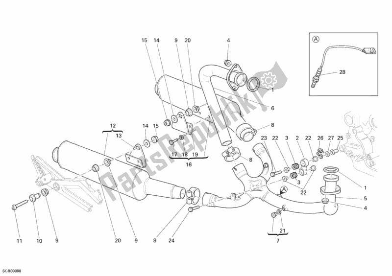 Tutte le parti per il Impianto Di Scarico del Ducati Monster 695 USA 2007